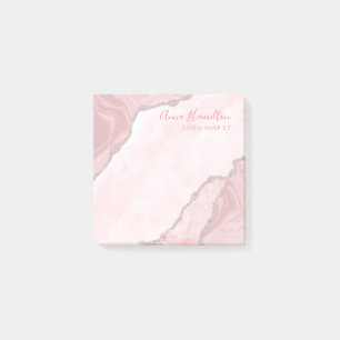 Elegant Cream Rosa Agate Geode Business Post-it Block