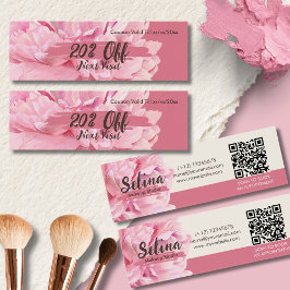 Elegant Cream  Rosa Blommigt Makeup Studio Litet Visitkort