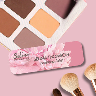 Elegant Cream Rosa Blommigt Makeup Studio Namnbricka