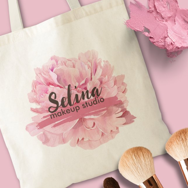 Elegant Cream  Rosa Blommigt Makeup Studio Tygkasse (Skapare uppladdad)