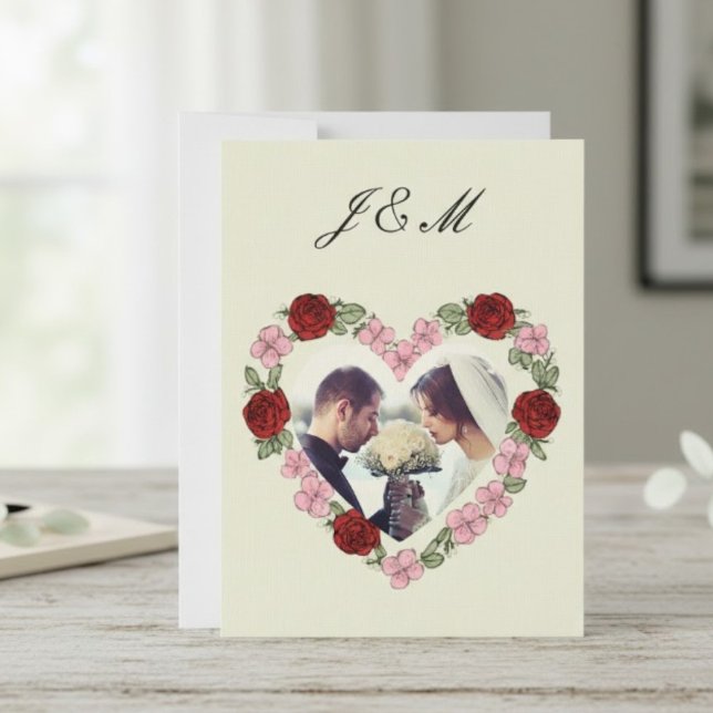 Elegant Cream Rose Heart Wedding Invitation (Skapare uppladdad)