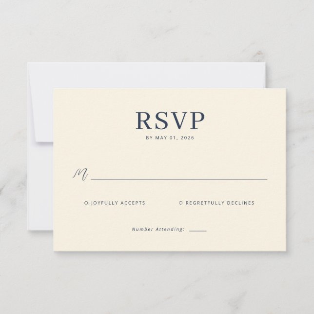 Elegant Cream RSVP Card OSA Kort (Framsida)