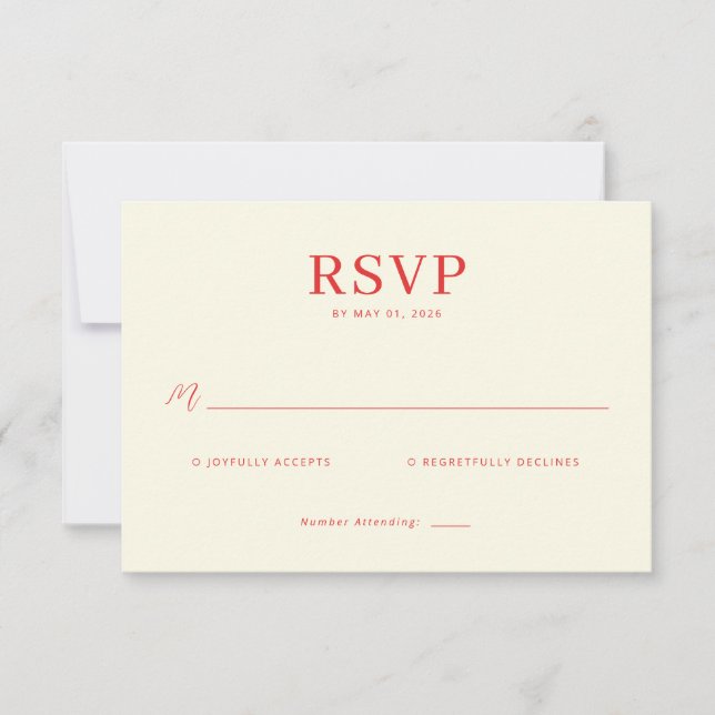 Elegant Cream RSVP Card OSA Kort (Framsida)