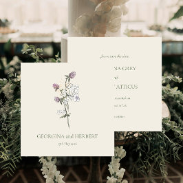 Elegant Cream Sage Klöver Bröllop spara datum Inbjudningar