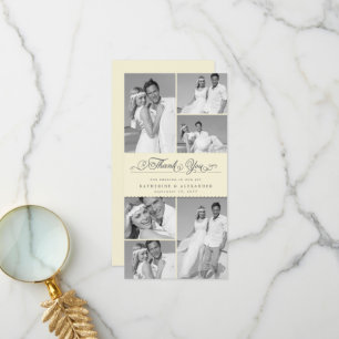 Elegant Cream Scalloped Band 6 Photo Chic Bröllop Tack Kort