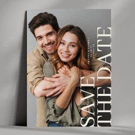 Elegant Cream Script 2 Photo Bröllop Spara Datumet