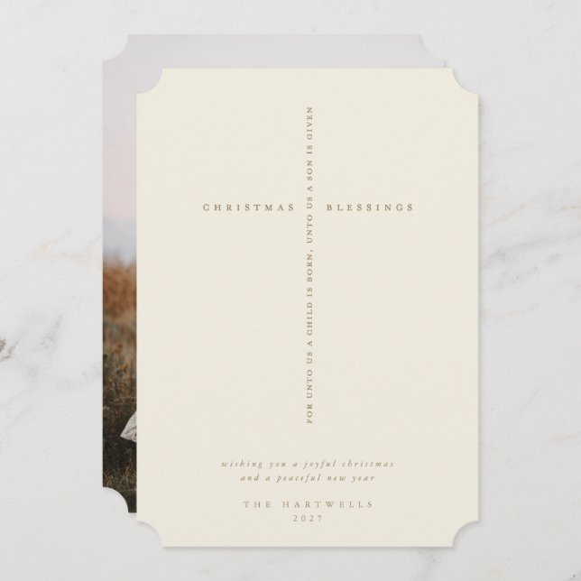 Elegant Cream Scripture Kor Photo Julkort (Fram/baksida)