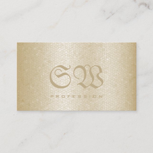 Elegant Cream Snake Mönster Light Färg Monogram Visitkort (Framsida)