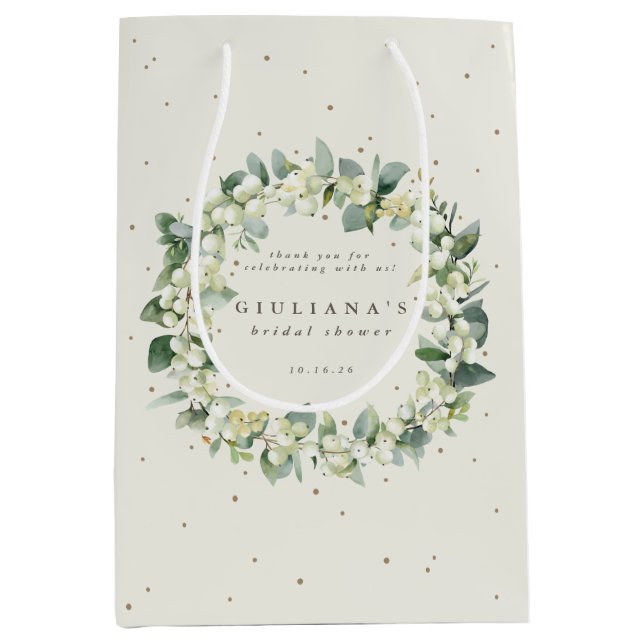 Elegant Cream Snowberry+Eucalyptus Möhippa (Framsidan)