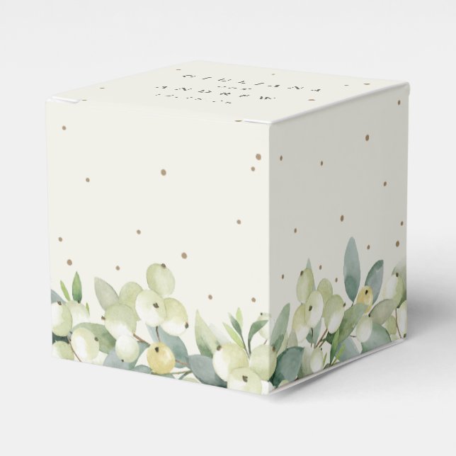 Elegant Cream Snowberry+Eucalyptus Winter Wedding Presentaskar (Framsidan Sidan)