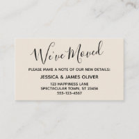 Elegant, Cream Typography "Vi har flyttat"-kort