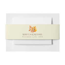 Elegant Cream Watercolor Höst löv Bröllop Band För Inbjudningskort