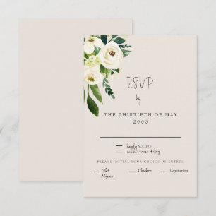 Elegant Cream White Blommigt Dinner Modern Font OS OSA Kort