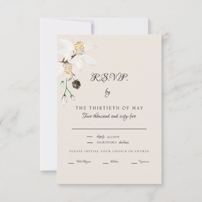 Elegant Cream White Blommigt Dinner Script OSA Kort (Framsida)