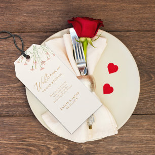 Elegant Creamy Charm Vild Flower Bröllop Välkommen Presentetikett