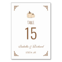 Elegant Creamy Pumpkins Fall Wedding Bord Card