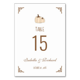 Elegant Creamy Pumpkins Fall Wedding Bord Card Bordsnummer