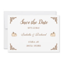 Elegant Creamy Pumpkins Flat Save Date Card
