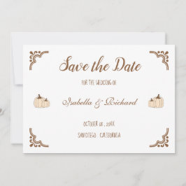 Elegant Creamy Pumpkins Flat Save Date Card Spara Datumet