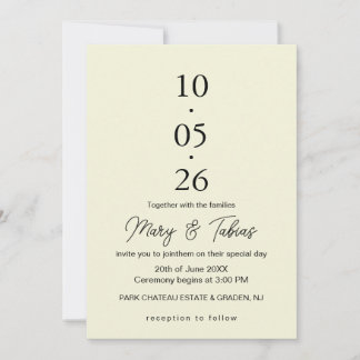 Elegant Creamy White Minimalist Wedding Inbjudningar