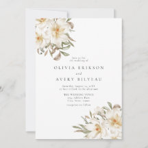 Elegant Creamy White Watercolor Blommigt Bröllop