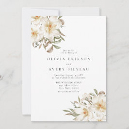 Elegant Creamy White Watercolor Blommigt Bröllop Inbjudningar