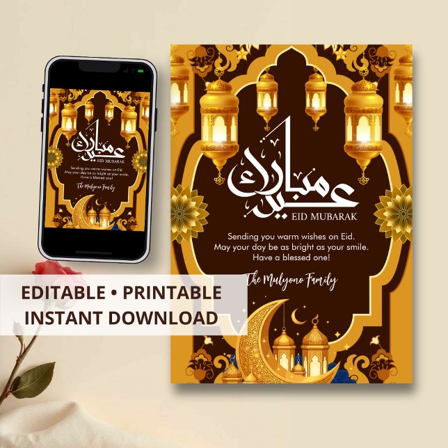 Elegant Crescent Moon Eid Mubarak card Julkort (Skapare uppladdad)