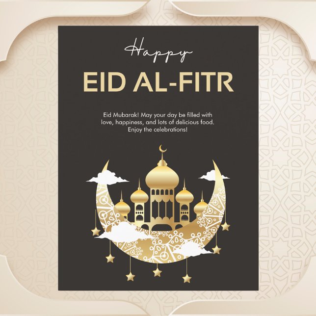 Elegant Crescent och Mosque Eid al-Fitr Vykort (Skapare uppladdad)