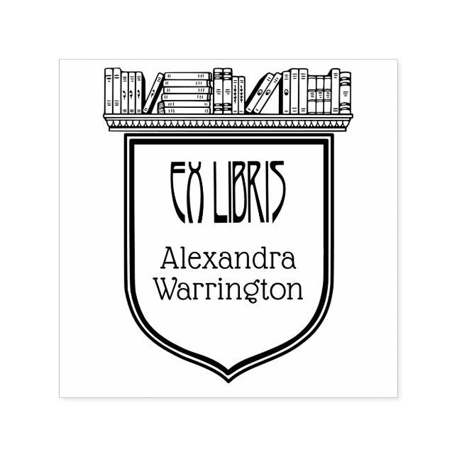 Elegant Crest Bokhylla Ex Libris Boknamn Självfärgande Stämpel (Design)