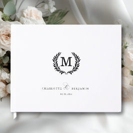 Elegant Crest Monogram Wedding White Gästböcker