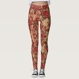 Elegant Crimson Blommigt | från Asarteon Leggings