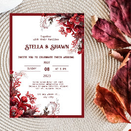Elegant Crimson Blooms: Inbjudan till Blommarna Kä