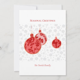 Elegant Crimson Minimal Blommigt Ornaments Julkort