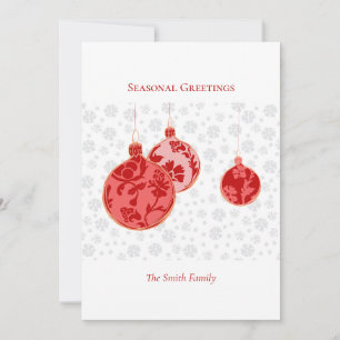 Elegant Crimson Minimal Blommigt Ornaments Julkort