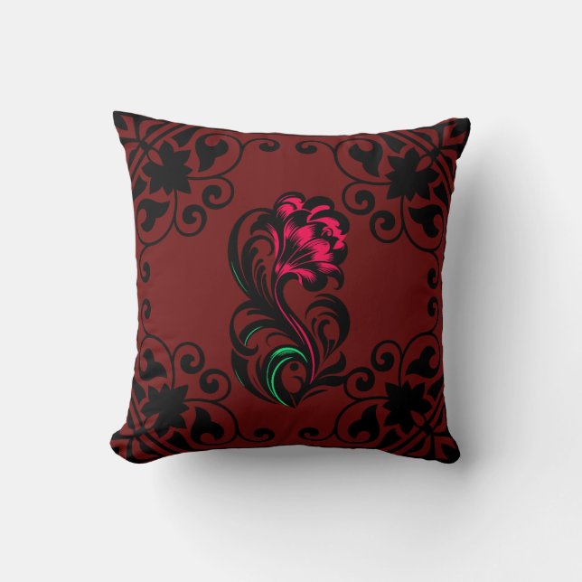 Elegant Crimson Paisley Anpassningsbar Soft Kudde (Framsida)