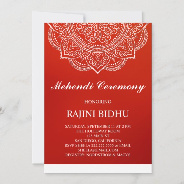 Elegant Crimson Paisley Indian Mehndi Ceremony (Framsida)