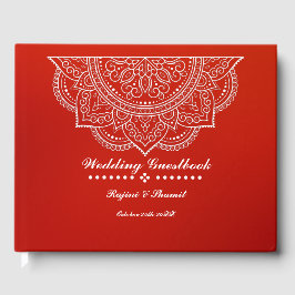 Elegant Crimson Paisley Mandala Guest Bok