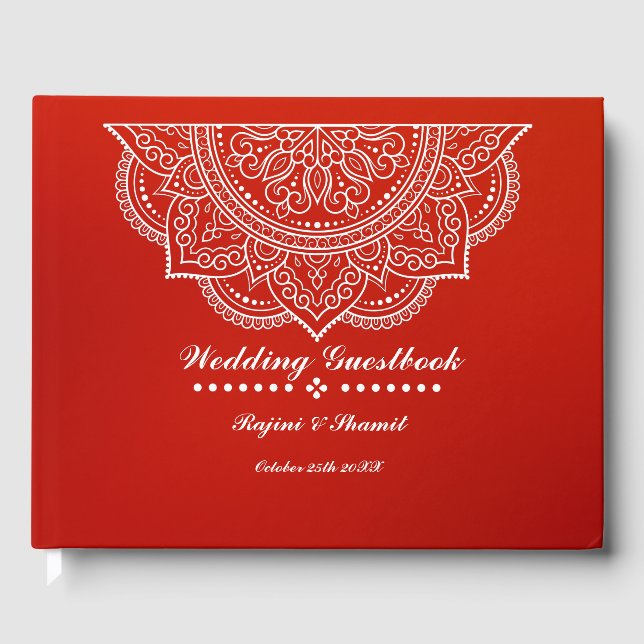 Elegant Crimson Paisley Mandala Guest Bok (Framsida)