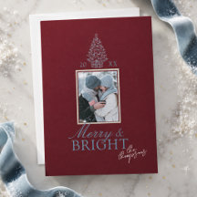 Elegant Crimson & Pulverblå Julfotograf