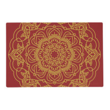 Elegant Crimson Red & Guld Mandala laminerat Pappr