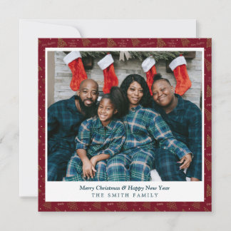 Elegant Crimson Red jul Greetings med Photo Julkort