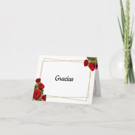 Elegant Crimson Rose Spansk Bröllop Tack Kort