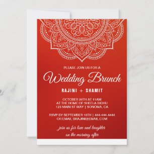Elegant Crimson white Paisley Bröllop Brunch Inbjudningar