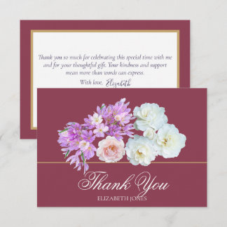 Elegant Crocus & Rose Bridal Shower Thank You Card Tack Kort