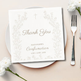 Elegant Cross Floral Confirmation Thank You Pappersservett