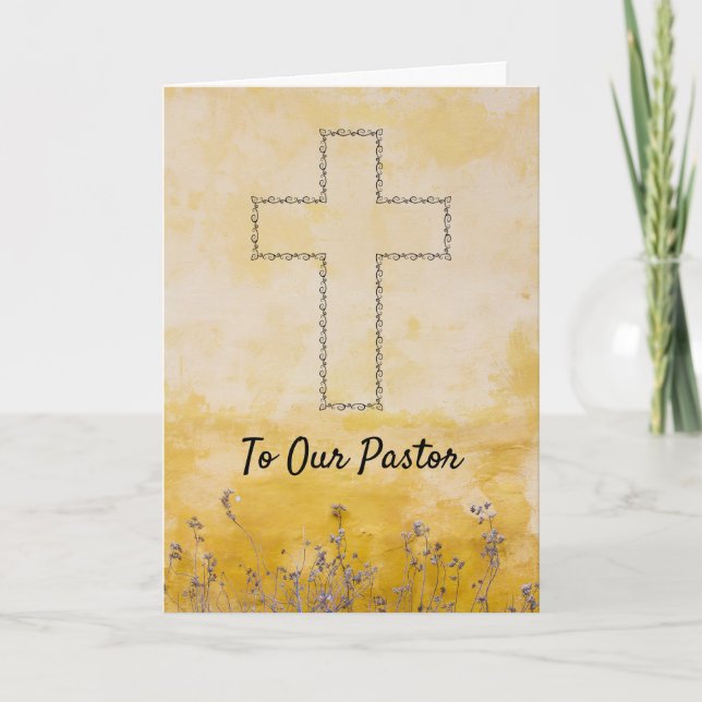 Elegant Cross & Gold Pastor Appreciation Card Kort (Framsida)