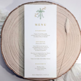 Elegant Cross Sage Botanical Watercolor Baptism Meny