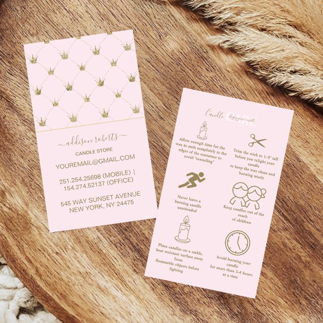 Elegant Crown Blush Lyx Ljusvård Visitkort (Skapare uppladdad)