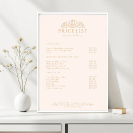 Elegant Crown Logotyp Rosa Beige Salong Prislista Poster