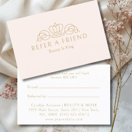 Elegant Crown Logotyp Salong Blush Beige Rabattkort
